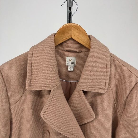LC Lauren Conrad Blush Pink Bow Back Lined Peacoat Wool Blend NWT - Picture 4 of 15